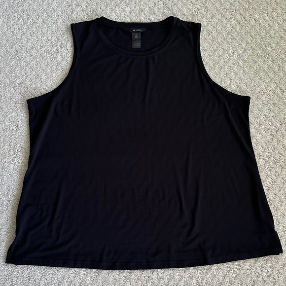 Ali Miles Crepe Lux Crew Neck Sleeveless Tank Top Shell Black Size 2X Neutral - Picture 3 of 12